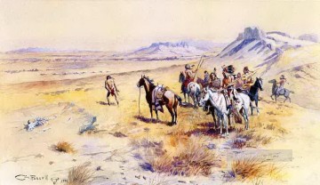 アメリカインディアン Painting - インディアン戦争パーティー 1901 チャールズ マリオン ラッセル アメリカ インディアン